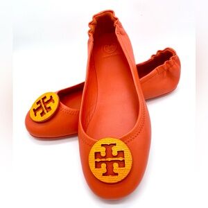 Tory Burch Minnie Orange Flats